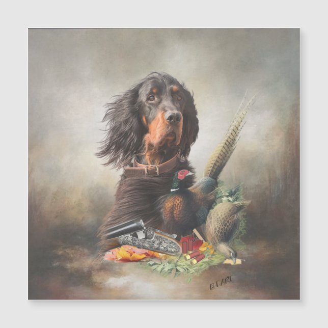 Gordon Setter mit Fasanen, Kunst Magnetkarte (Vorderseite)