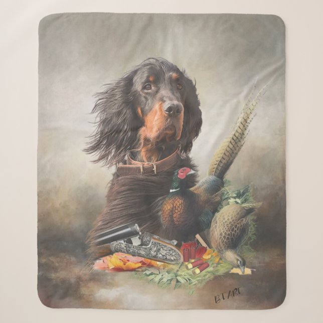 Gordon Setter mit Fasanen, Kunst Sherpadecke (Vorderseite)
