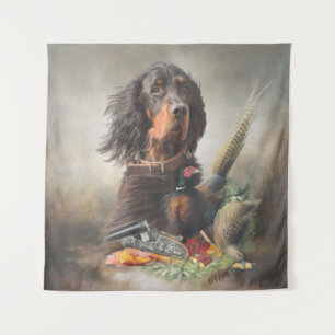 Gordon Setter mit Fasanen, Kunst Wandteppich