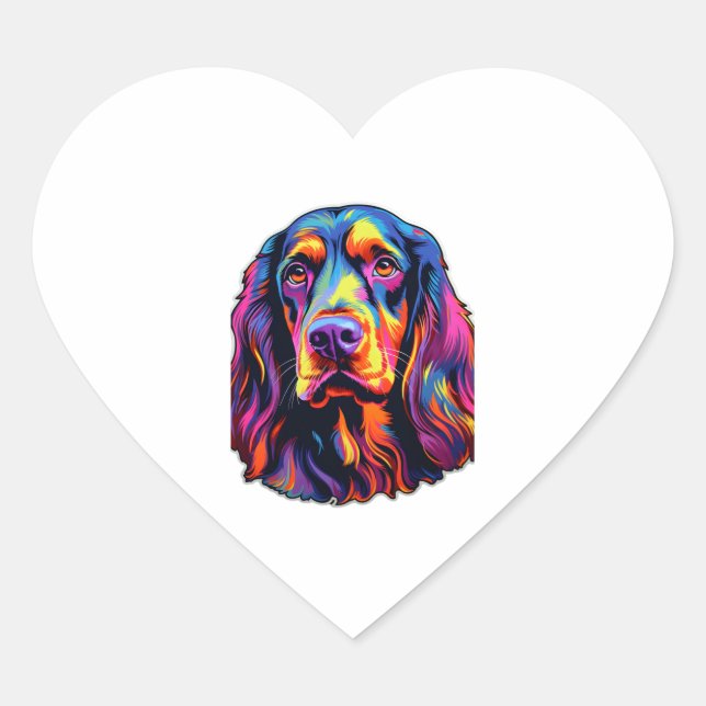 Gordon Setter Neon Design Herz-Aufkleber (Vorderseite)