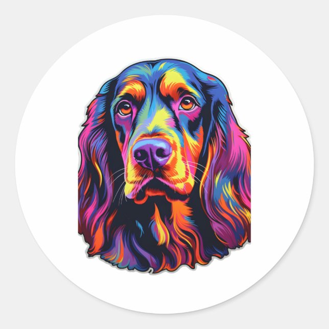 Gordon Setter Neon Design Runder Aufkleber (Vorderseite)