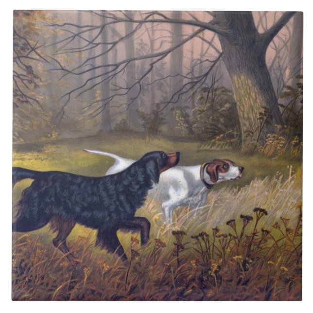 Gordon Setter on Point Fliese (Vorderseite)