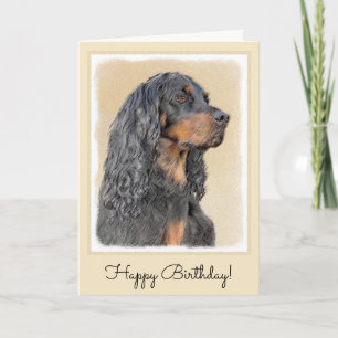 Gordon Setter Painting - Cute Original Dog Art Karte