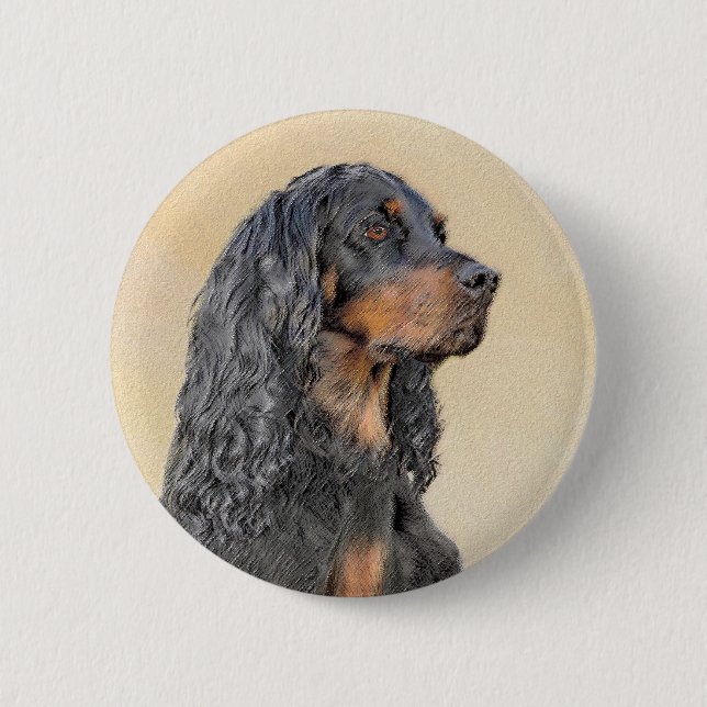 Gordon Setter Painting - Niedliche Original Dog Ar Button (Vorderseite)