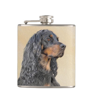 Gordon Setter Painting - Niedliche Original Dog Ar Flachmann