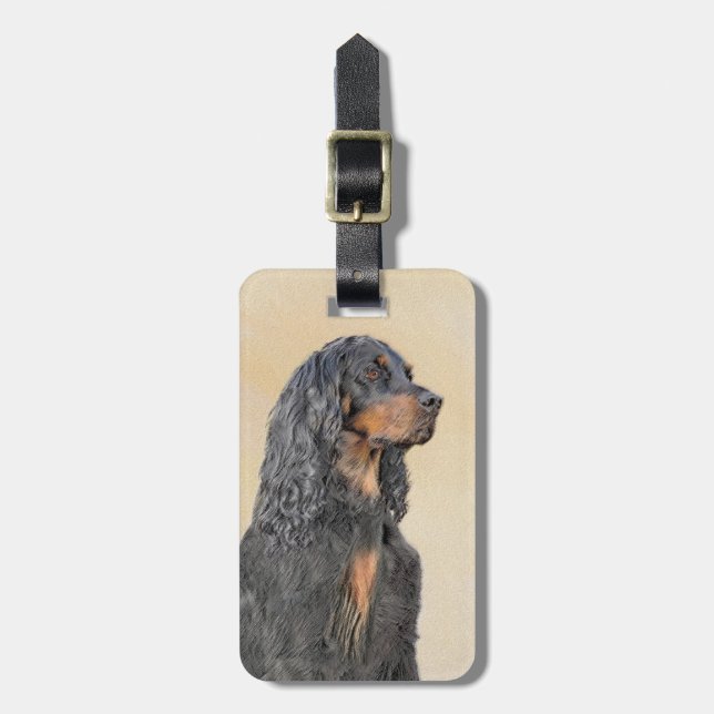 Gordon Setter Painting - Niedliche Original Dog Ar Gepäckanhänger (Vorderseite vertikal)