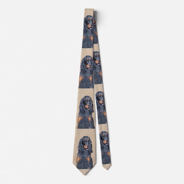 Gordon Setter Painting - Niedliche Original Dog Ar Krawatte (Vorderseite)