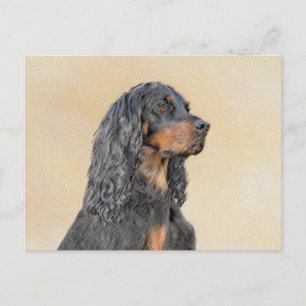 Gordon Setter Painting - Niedliche Original Dog Ar Postkarte