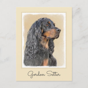 Gordon Setter Painting - Niedliche Original Dog Ar Postkarte
