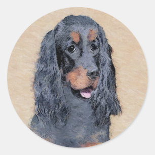 Gordon Setter Painting - Niedliche Original Dog Ar Runder Aufkleber