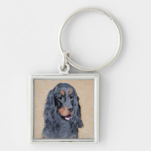 Gordon Setter Painting - Niedliche Original Dog Ar Schlüsselanhänger