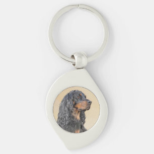 Gordon Setter Painting - Niedliche Original Dog Ar Schlüsselanhänger