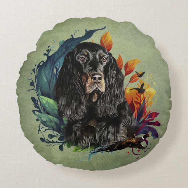 Gordon Setter Rundes Kissen (Vorderseite)