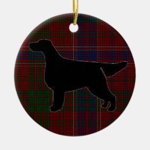 Gordon Setter Silhouette auf Tartan Ornament
