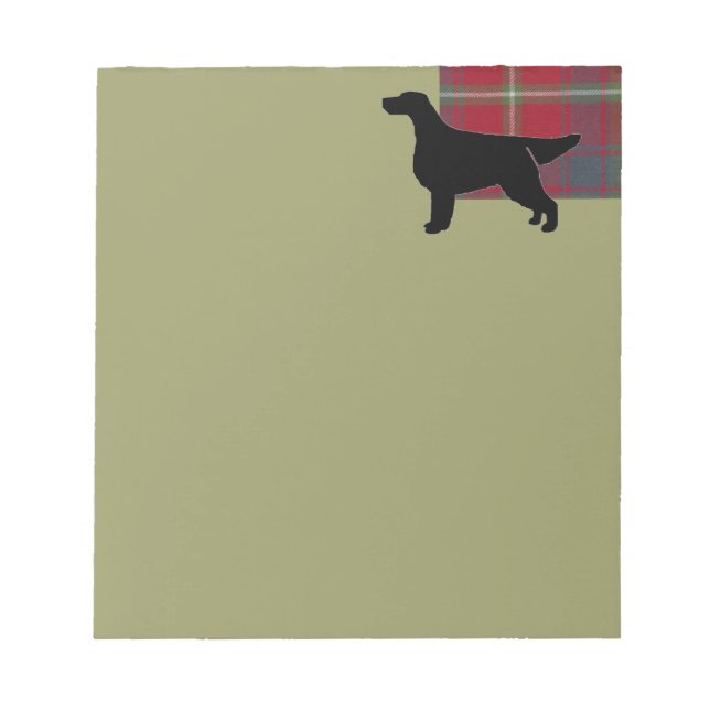Gordon Setter Silhouetted auf Clan Gordon Tartan Notizblock (Vorderseite)