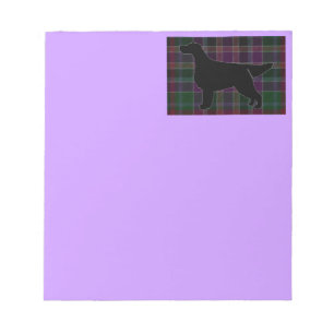 Gordon Setter Silhouetted auf Clan Gordon Tartan Notizblock