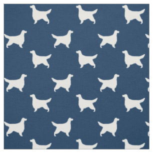 Gordon Setter Silhouetten Muster Blau und Weiß Stoff