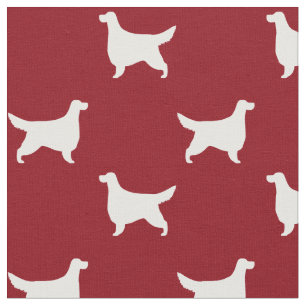 Gordon Setter Silhouetten Muster Rot und Weiß Stoff