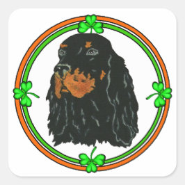 Gordon Setter St Patricks Quadratischer Aufkleber