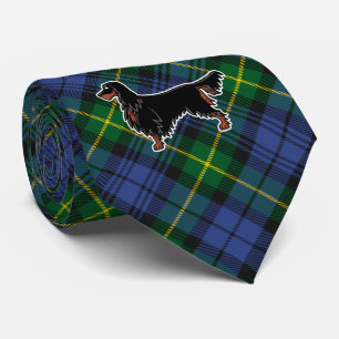 Gordon Setter sur cravate à tartan Gordon