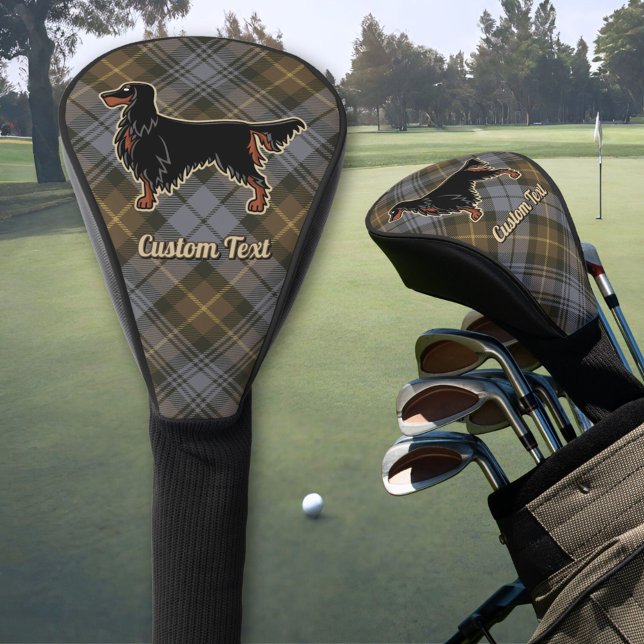 Gordon Setter über Wettergewitterter Gordon Tartan Golf Headcover (Von Creator hochgeladen)
