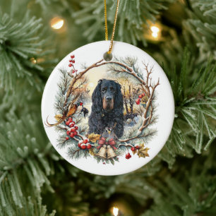 Gordon Setter Weihnachtsfreude – Saisonale Hundeku Keramik Ornament