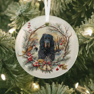 Gordon Setter Weihnachtsfreude – Saisonale Hundeku Ornament Aus Glas