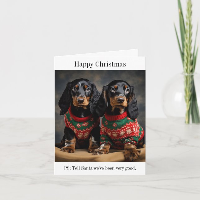 Gordon Setter Welpen in Weihnachtssüßen Karte (Vorderseite)