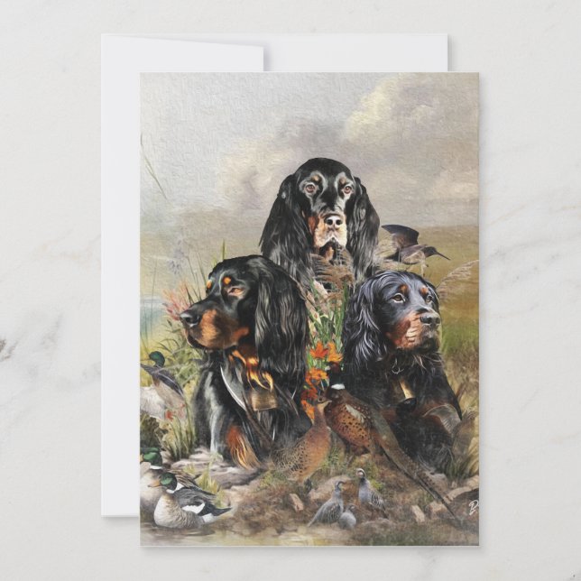 Gordon Setters , Vogelleidenschaft , Kunst Einladung (Vorderseite)