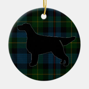 Gordon-Setzer-Silhouette auf Tartan-Verzierung Keramikornament