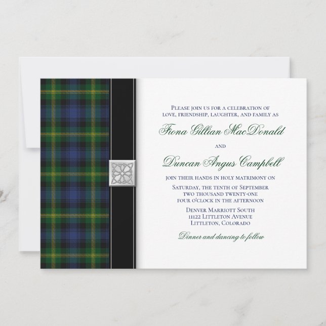 Gordon Tartan Wedding Einladung (Vorderseite)
