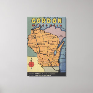 Gordon, Wisconsin - große Buchstabe-Szenen Leinwanddruck