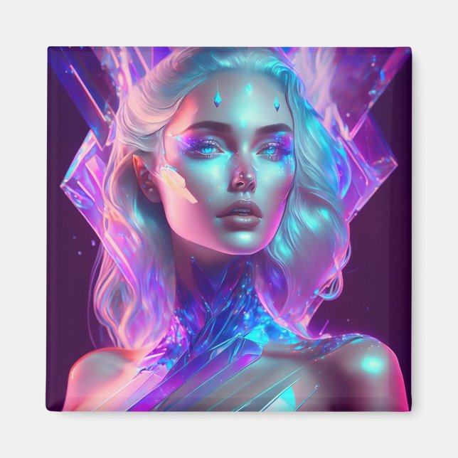Gorgeous Ai Art Hübsch Icy Glass wie Woman Magnet (Vorne)