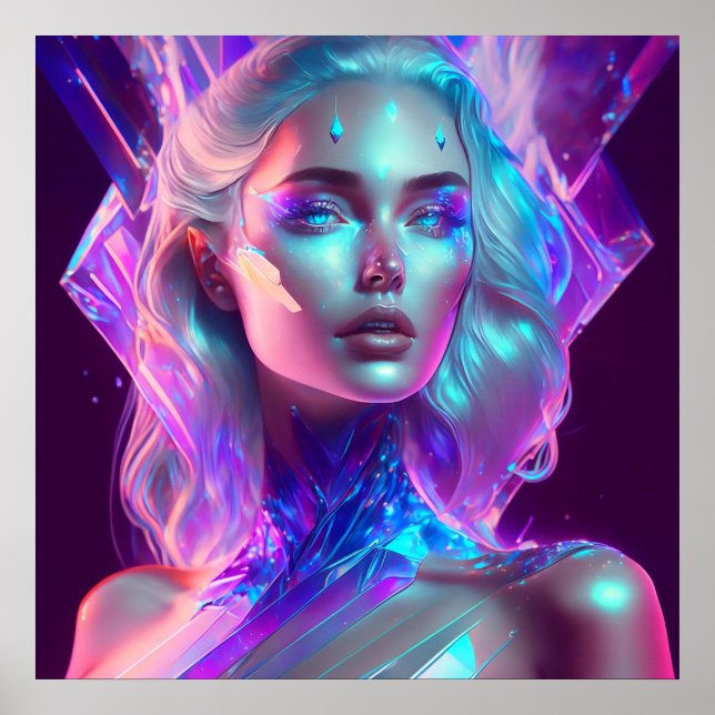 Gorgeous Ai Art Hübsch Icy Glass wie Woman Poster (Vorne)