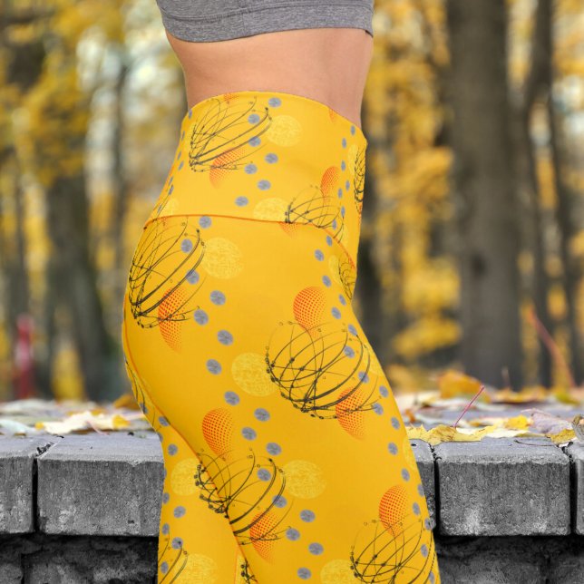 Gorgeous Amber Atomtex Pattern Yoga Capri Leggings (Amber Atomic Vortex)