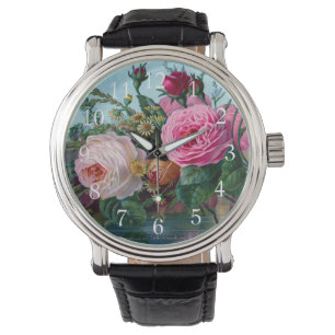 Gorgeous and Elegant Vintage-Rosen-Druck Armbanduhr