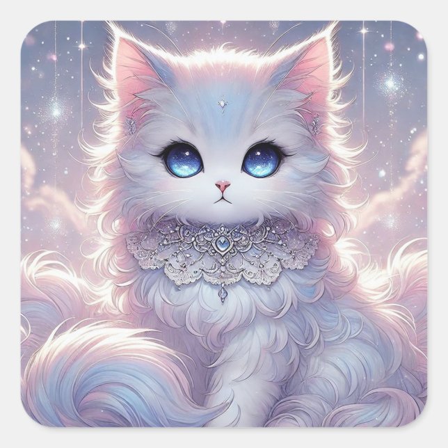 Gorgeous Angel Princess Cat Quadratischer Aufkleber (Vorderseite)