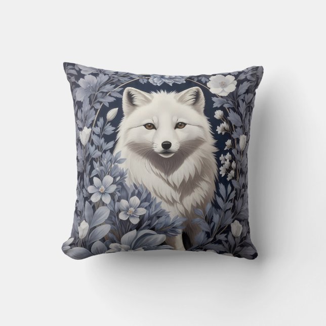Gorgeous Arctic Fox William Morris Inspiriert Kissen (Vorderseite)