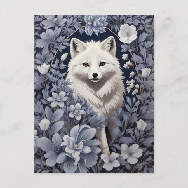 Gorgeous Arctic Fox William Morris Inspiriert Postkarte (Vorderseite)