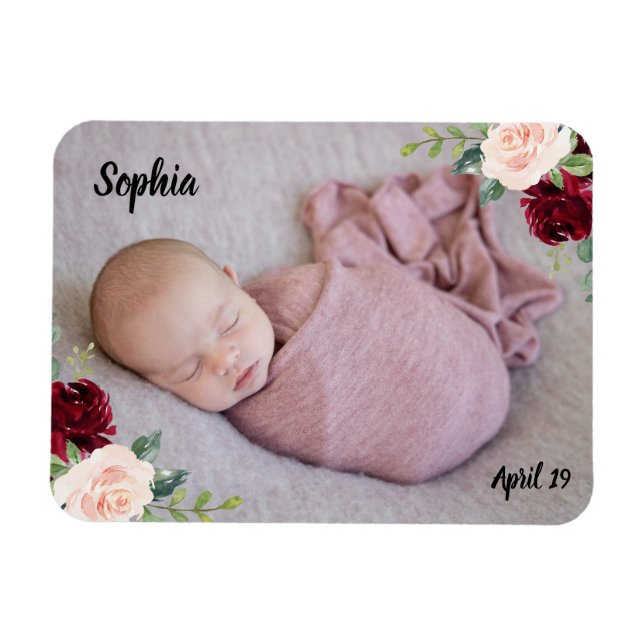 Gorgeous Baby Girl Blush Blume Foto Magnet (Horizontal)