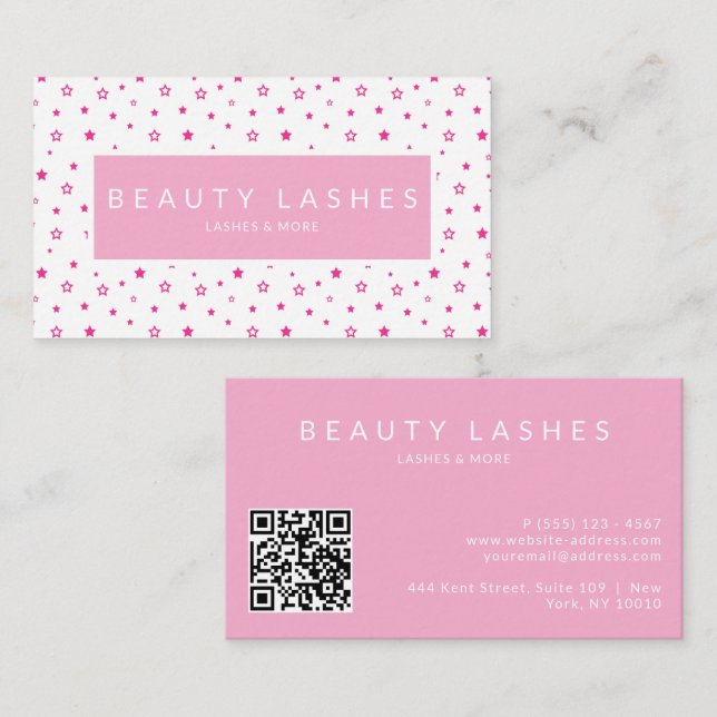 Gorgeous Beauty Lashes alle Berufe QR Code Visitenkarte (Vorne/Hinten)