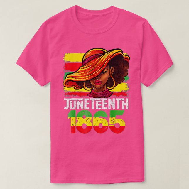 Gorgeous Black Lady Hat Juneteenth Celebrate 1865  T-Shirt (Design vorne)