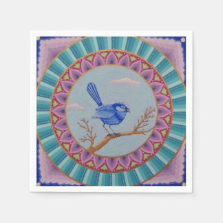 Gorgeous Blue Wren Mandala napkins Serviette