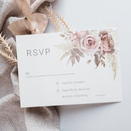 Gorgeous Blush Floral Modern Wedding  RSVP Karte
