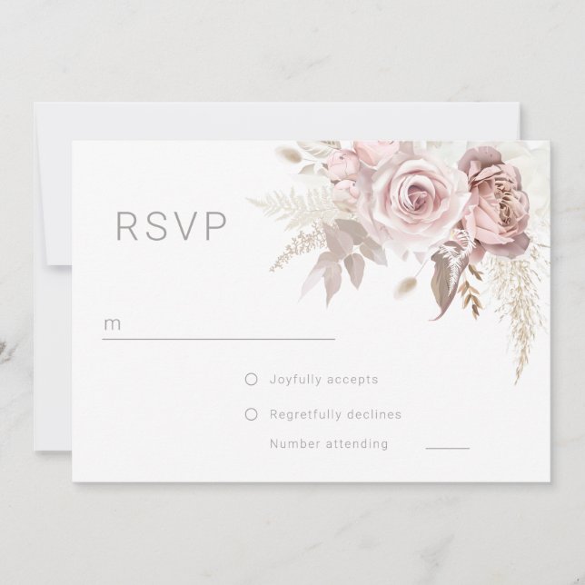 Gorgeous Blush Floral Wedding Digtial RSVP  Einladung (Vorderseite)