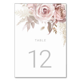 Gorgeous Blush Floral Wedding Reception Party Tischnummer