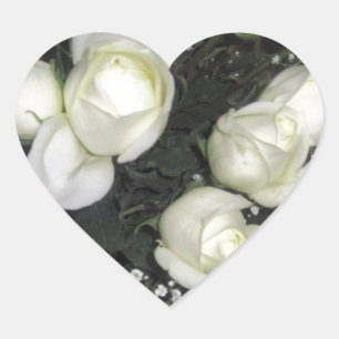 GORGEOUS BOUQUET DER WEISSEN ROSEN Herz-Aufkleber