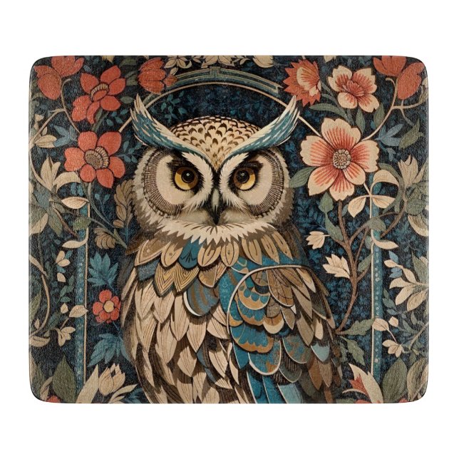 Gorgeous Brown Owl William Morris Inspiriert Schneidebrett (Vorderseite)