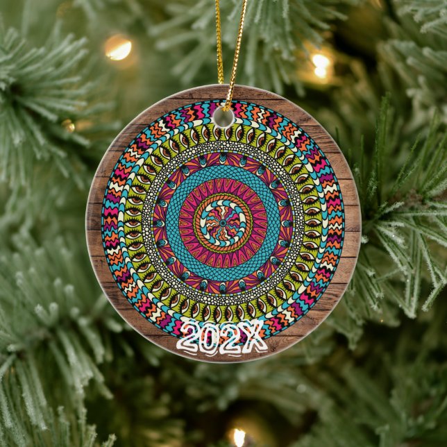 Gorgeous Chakras Mandala Individuelle Name Message Keramik Ornament (Baum)