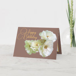 Gorgeous Chic White Rose Floral Bouquet Birthday Karte